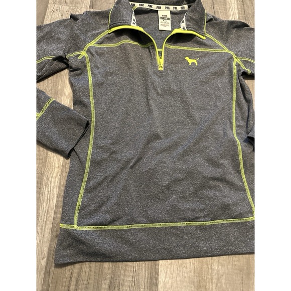 Victoria's Secret Ultimate Womens Medium Gray 1/4 Zip Sweatshirt Back Zip Pocket - Picture 7 of 16